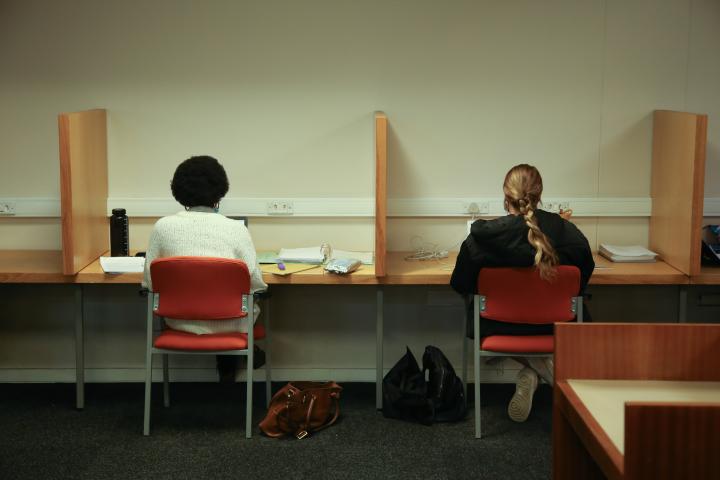 Students in the library