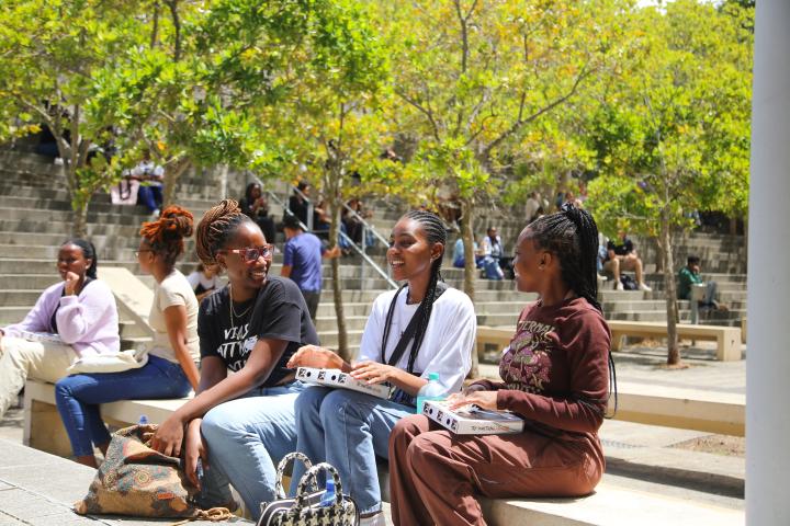 Students sitting outside Kramer