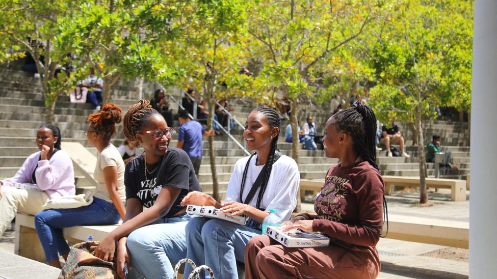 Students sitting outside Kramer