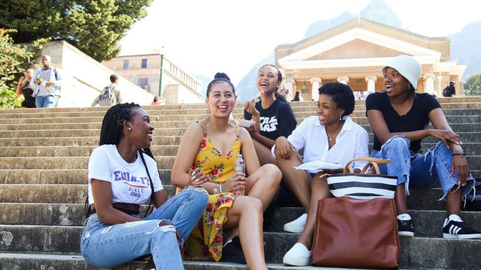 Students socialising on the Sarah Baartman stairs