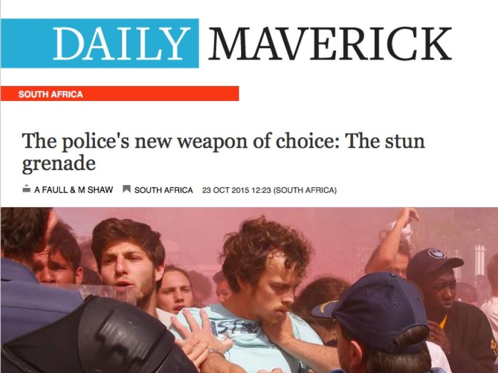 Photo: South African students clash with police amidst gas and stun grenades during violent protests in the parliament precinct, Cape Town, South Africa, 21 October 2015. EPA/NIC BOTHMA