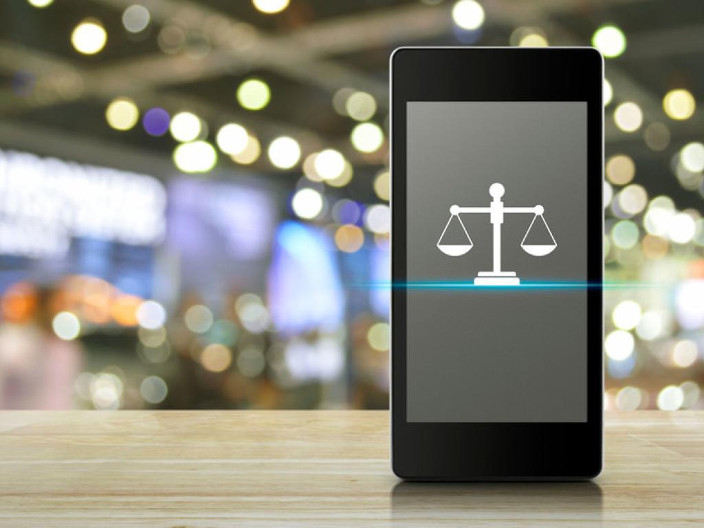 mobile phone with law scales on the screen