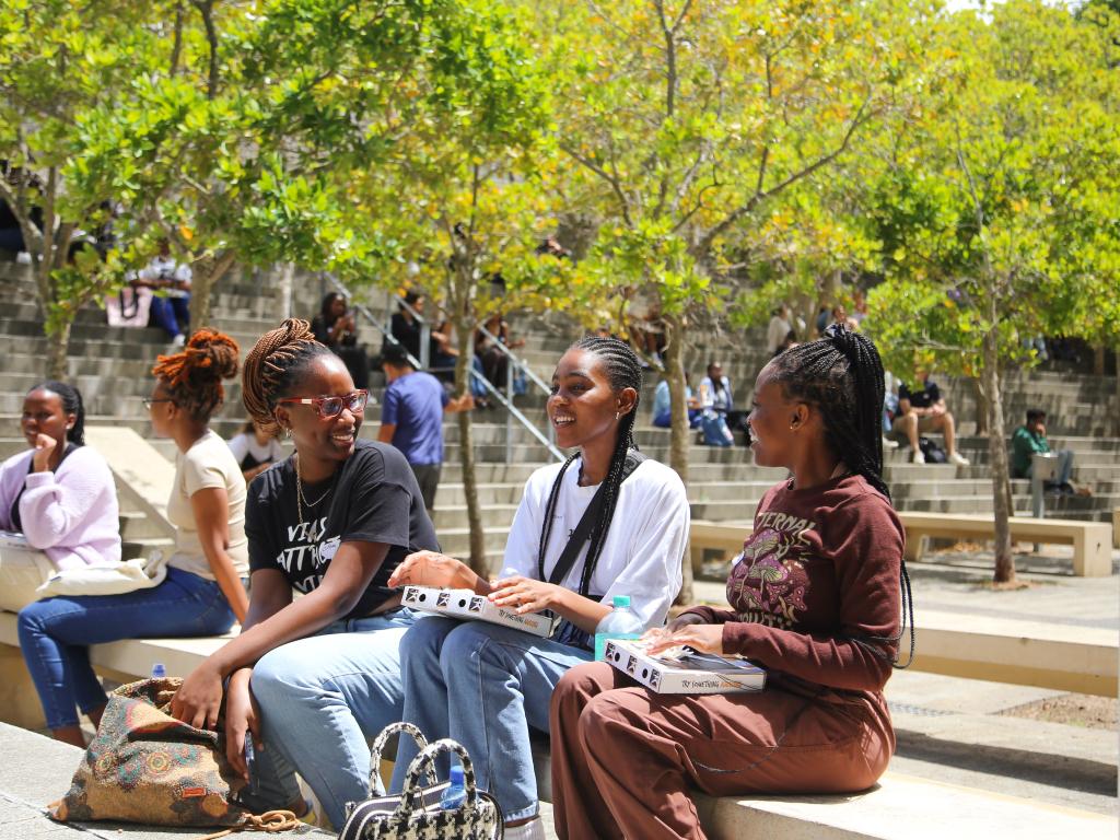Students sitting outside Kramer