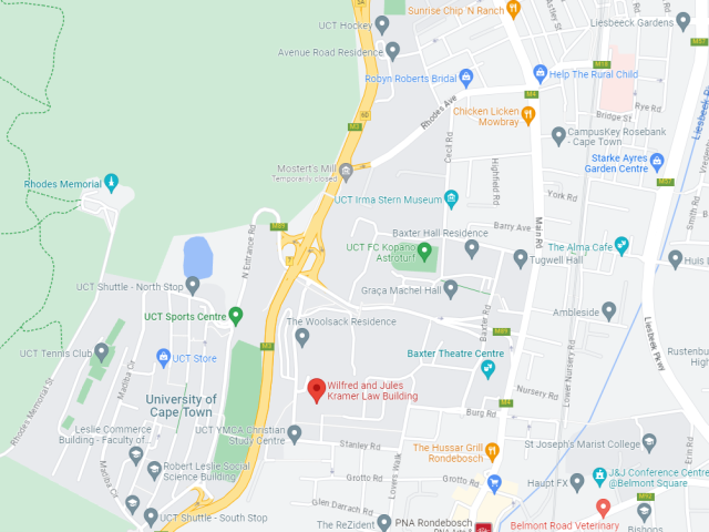 Map of the Rondebosch area, showing where the Law building is