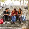 Students chatting outside Kramer Law