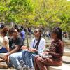 Students sitting outside Kramer